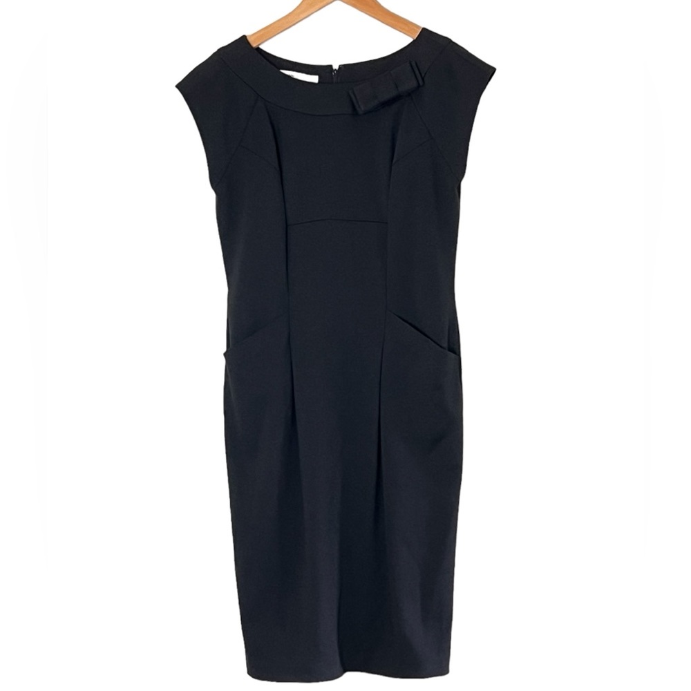 Evan Picone | NWT Black bow detail short sleeve sheath cocktail dress si…